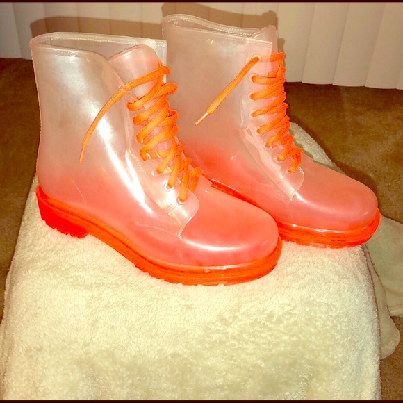 Shoes - See-Through Orange Boots